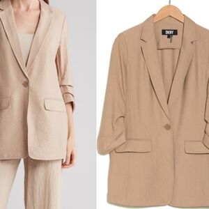 DKNY Ruched 3/4 Sleeve Blazer SZ M